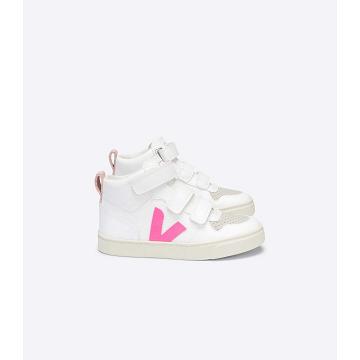 White/Pink Kids' Veja V-10 MID CWL High Tops | AU 703SGL